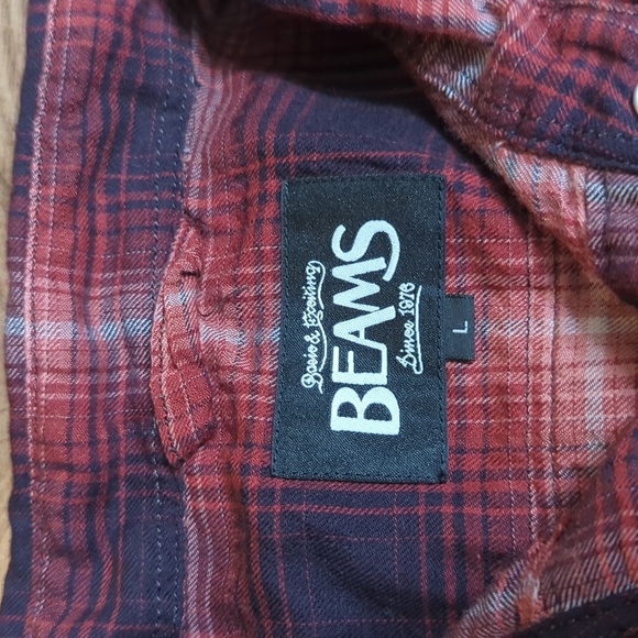 Beams - Japan Basic & Exciting Pearl Snap Western Plaid Button Down Shirt Size L - Picture 2 of 8